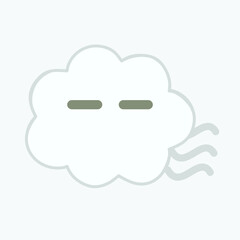 Cute windy cloud cartoon character vector isolated on light grey background