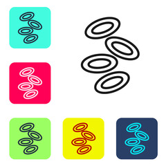 Black line Medical hemoglobin erythrocytes icon isolated on white background. Set icons in color square buttons. Vector