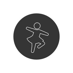 Dancing girl line white icon. Flat style vector