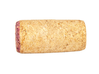Vintage wine cork single isolated on the white background