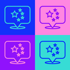 Pop art line China flag icon isolated on color background. Vector