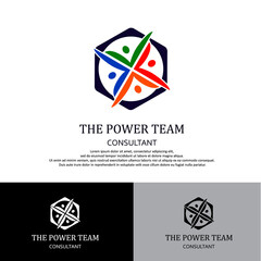 The power of team community person group social modern colorful creative network sign logo