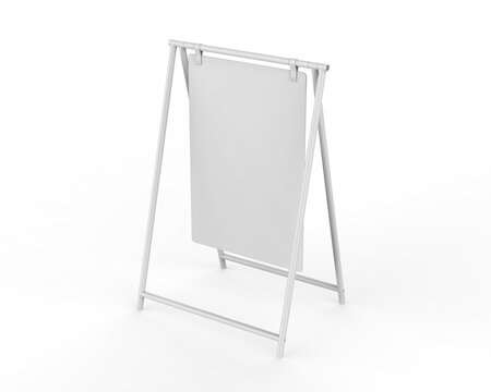 Blank metallic advertising stand, 3d rendering illustration. 