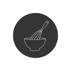 Mixing Bowl vector line white icon in flat