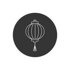 Chinese lantern festival flat vector line white icon for apps and websites