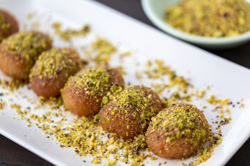 traditional Turkish dessert, sekerpare in white plate