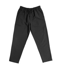 Comfortable pants color black front view on white background
