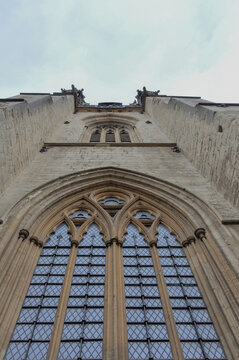 University Church of St Mary the Virgin Tower facade & sky view, Oxford, United Kingdom.