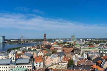 Deurstickers Panoramic view of Riga from the observation deck of St. Peter's Cathedral © Valmond