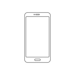 Line phone icon. Mobile outline phone with empty screen. Digital technology linear concept. Vector isolated on white
