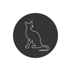 Cat line white icon in flat style. vector illustration