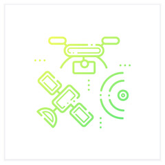 Drones photography gradient icon. Provide in-depth and varied data for their clients. Used for mapping of vegetation.Isolated vector illustration.Suitable to banners, mobile apps and presentation
