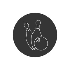Bowling line white icon in flat style. Vector