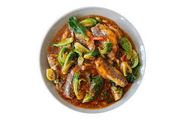 Fried canned fish mix with vegetables, a little spicy taste