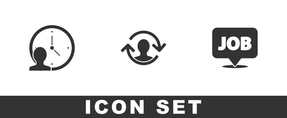 Set Time Management, Human resources and Speech bubble with job icon. Vector