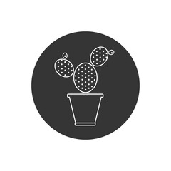 Cactus line white icon simple gardening illustration plant vector sign