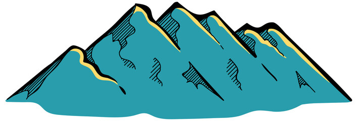 Mountain hand drawn color vector illustration