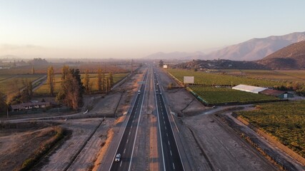 Fototapeta na wymiar Aerial drone photo of the southern access highway santiago de chile