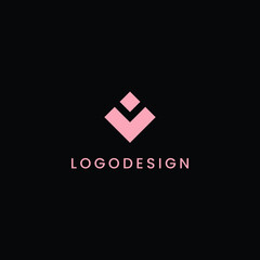 M Negative Space Letter Logo in Diamond Shape EPS Vector