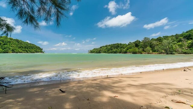 Beautiful Layan beach in Phuket Island, Thailand in the afternoon - Time lapse 4K