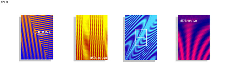 Minimal abstract covers design. Colorful halftone gradients. Future geometric patterns