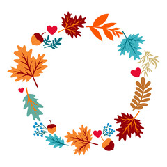  Autumn decoration with leaves. Vector art illustration