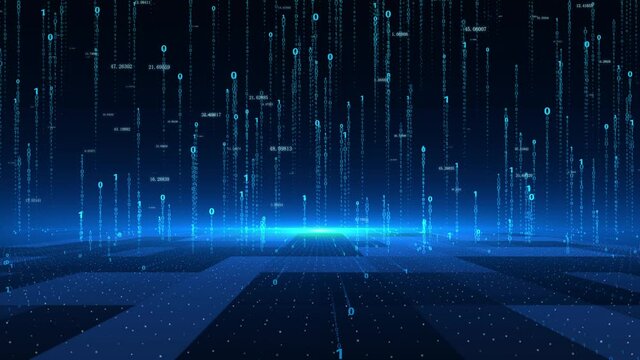 he background of the rise of digital rain information stream in binary digital series.