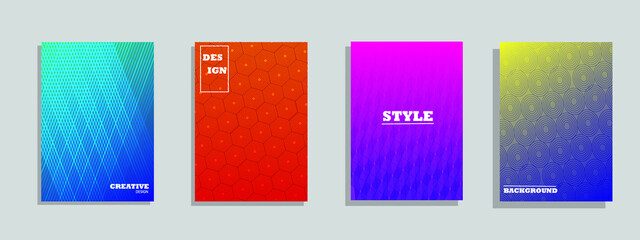 geometric pattern background with line texture for business brochure cover design. Gradient Pink, orange, purple, blue and green vector banner poster template. EPS10 Vector