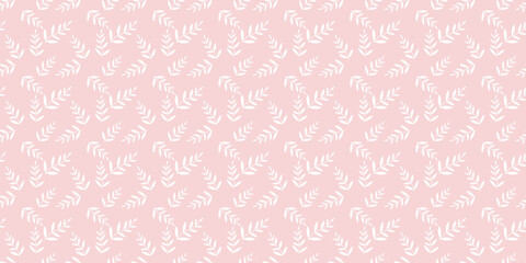 Pastel pink leaf seamless pattern vector background