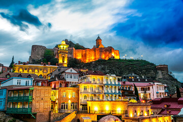 Old Town of Tbilisi, Georgia after sunset