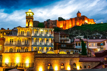 Old Town of Tbilisi, Georgia after sunset