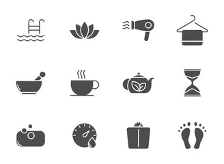 spa and sauna silhouette vector icons isolated on white. spa and sauna icon set for web, mobile apps, ui design and print