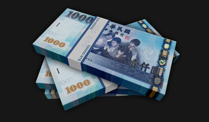 Taiwan Dollar money banknotes pack illustration