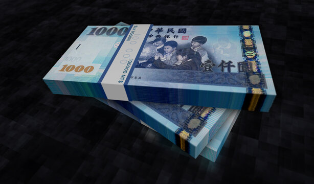 Taiwan Dollar money banknotes pack illustration