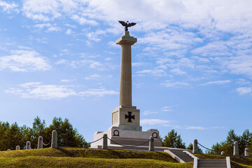 Russia, Moscow region, Mozhaisk district, Borodino field, Monument to the Life Guards the Jaeger Regiment and the sailors of the Guards crew.