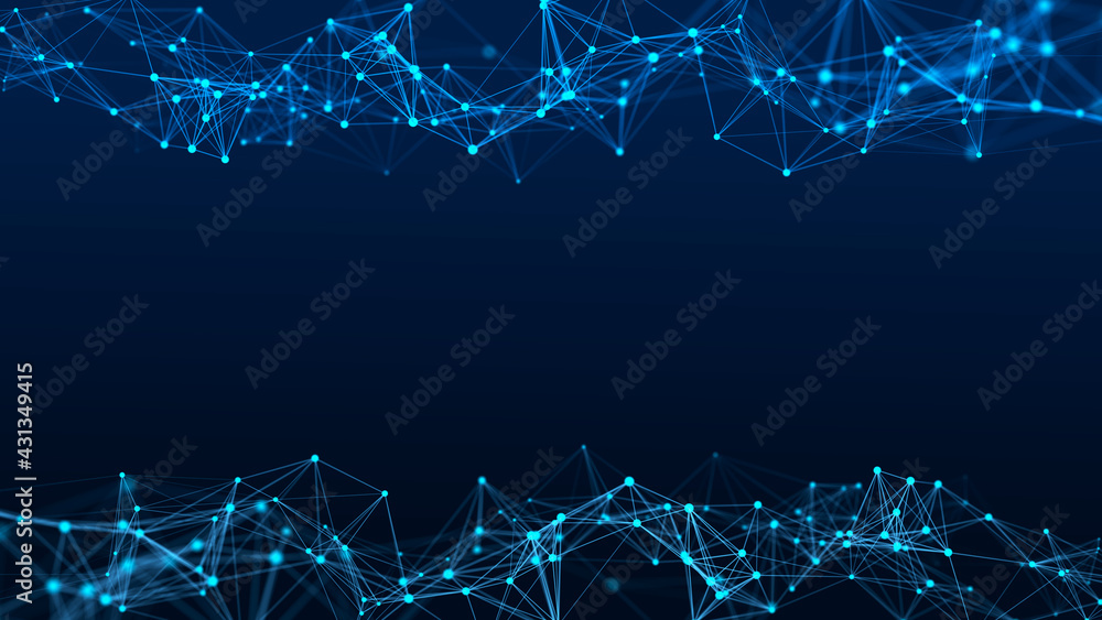 Poster Large amount of data. Grid of internet technologies. Abstract background with cobwebs. 3d rendering.