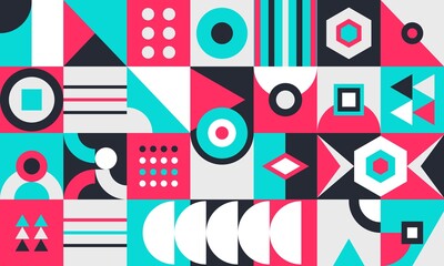Obraz premium Abstract geometric background with minimal trendy design. It is suitable for banners, posters, flyers, covers, etc. Vector illustration