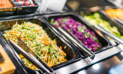 Vegetables sold in a shopping mall food court
