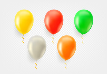 Color balloons vector set isolated on transparent background