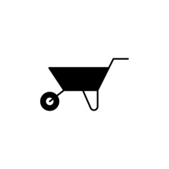 Fototapeta na wymiar Barrow cart, wheelbarrow icon in solid black flat shape glyph icon, isolated on white background 