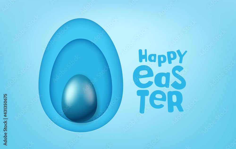 Aufkleber happy easter vector greeting card with papercut style