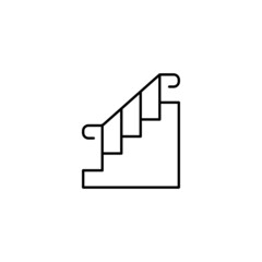 Ladder stair, staircase icon in flat black line style, isolated on white background 