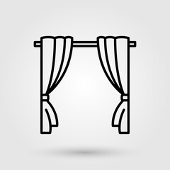 Movie theater curtain icon. House window curtain for interior design concept.