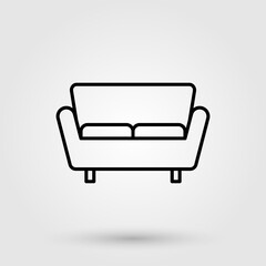 Sofa vector illustration in line design style. Soft sofa icon. Comfortable couch, interior furniture concept.