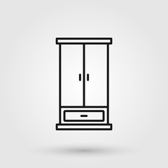 Wooden wardrobe line icon illustration. Bedroom furniture design.