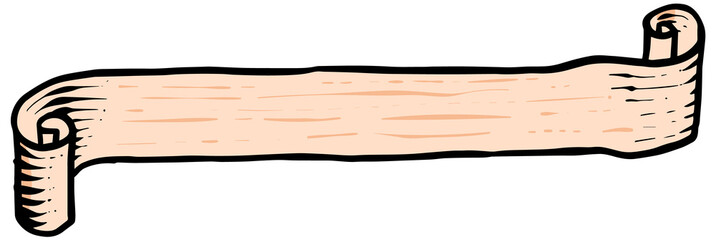 Hand drawn curled paper banner watercolor vector illustration