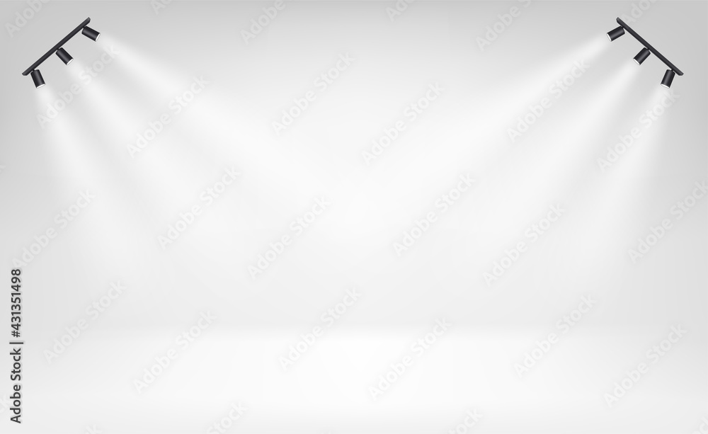 Poster bright scene with spot lights. template for your design