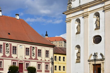 Fototapeta na wymiar historic buildings of town Namest nad Oslavou in Czech republic