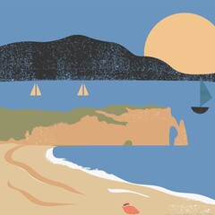 Beach sunrise design pattern artwork illustration