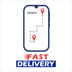 Super fast delivery. In-App Delivery Tracking. Light background. Vector.